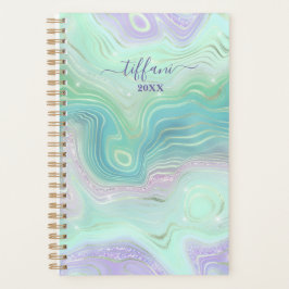 Agenda Green Purple Pink Teal Iridiescent Agate Planner