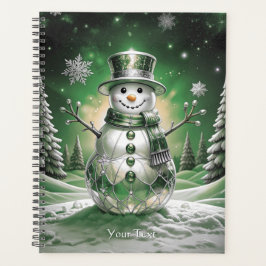 Agenda Green Snowman Snowflakes Holiday