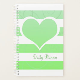 Agenda Green Stripes Pastel Heart Daily