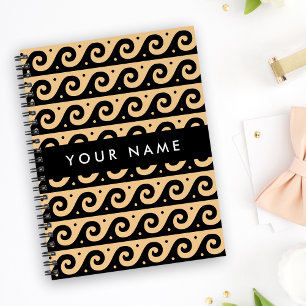 Agenda Grego Meander Key, Wave Key, Brown, Seu Nome