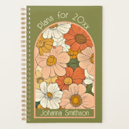 Agenda Groove Amarelo Verde Laranja Floral Pequeno Planne