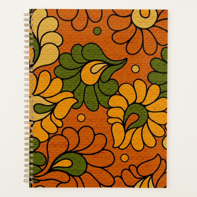 Agenda Groovy Bloom - Retro Floral 1970s Planner (Frente)