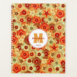 Agenda Groovy Retro Orange Hippie Flowers Monograma