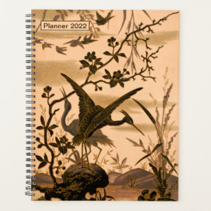 Agenda Gruas, Arte Japonesa Vintage, Árvore de Flores de