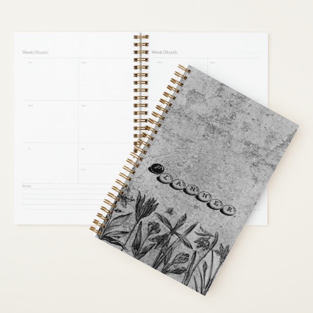Agenda Grunge Floral Planner Journal (Exibição)