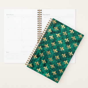 Agenda Grunge Green Velvet Fleur De Lis Mardi Gras