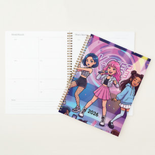 Agenda Grupo feminino de KPop de desenho animado Person