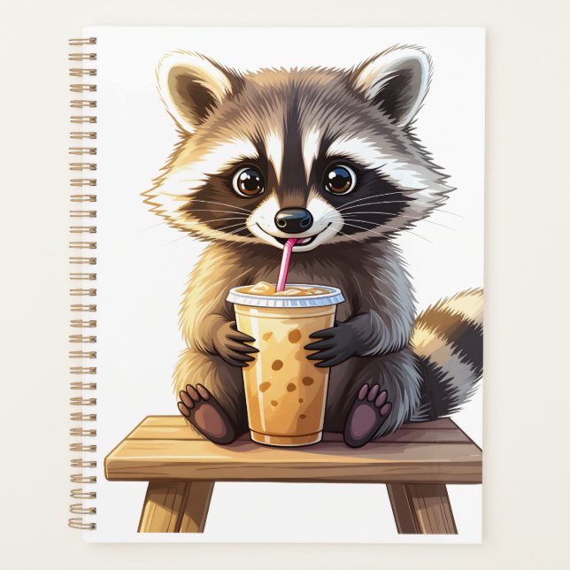 Agenda Guaxinim Bebendo Café Gelado (Frente)
