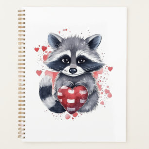 Agenda guaxinim colorido agudo com coração