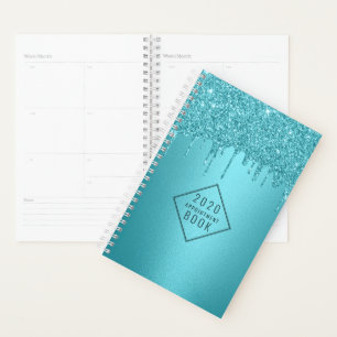 Agenda Hair Stylist Turquoise Glitter Drips Nomeação