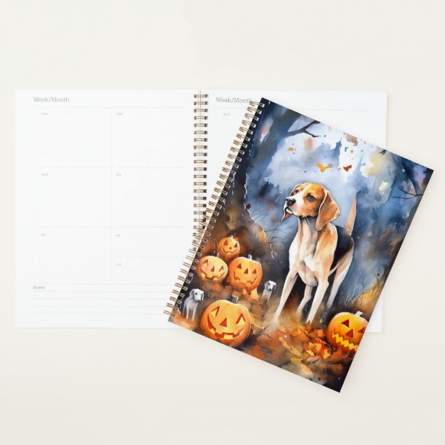 Agenda Halloween American English Foxhound Com Pumpkins (Exibição)