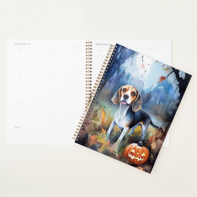 Agenda Halloween Beagle Com Pumpkins Assustado (Exibição)