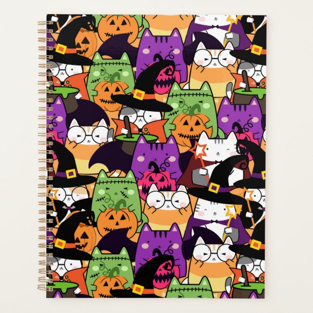 Agenda Halloween Kawaii Cat Patterno (Frente)