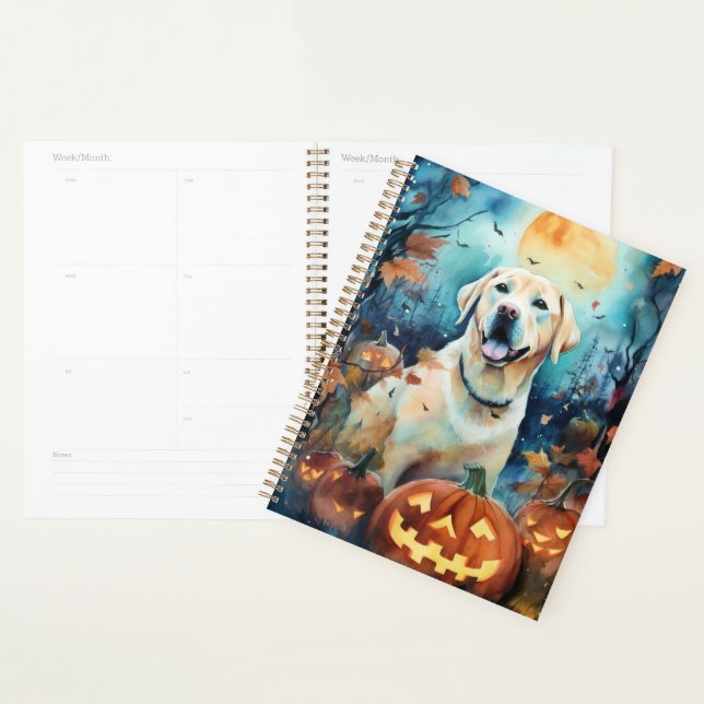 Agenda Halloween Labrador Com Pumpkins Assustado (Exibição)