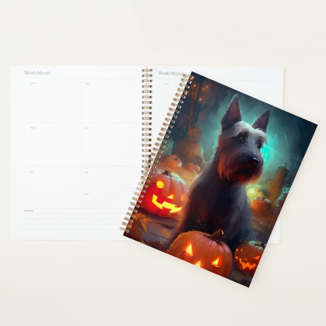 Agenda Halloween Scottish Terrier with Pumpkins Scary (Exibição)