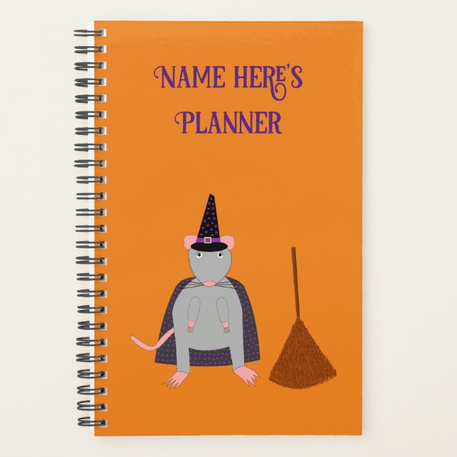 Agenda Halloween Witold Rat e Broom Personalizados (Frente)