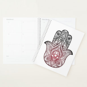 Agenda Hamsa com padrão boho