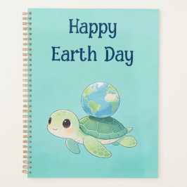 Agenda Happy Earth Day Turtle with Globe