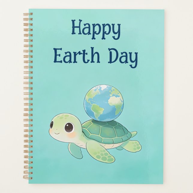 Agenda Happy Earth Day Turtle with Globe (Frente)