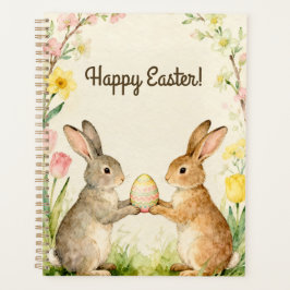 Agenda Happy Easter Vintage Bunnies with Egg