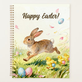 Agenda Happy Easter Vintage Bunny Spring Illustration