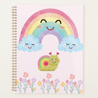 Agenda Happy Smiling Rainbow with Cute Snail & Fluffy