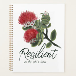 Agenda Hawaiian Red Lehua Flower Watercolor Resilience
