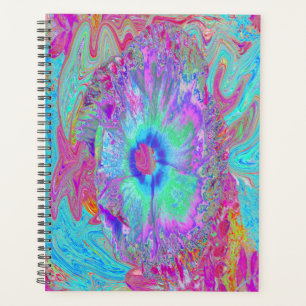 Agenda Hibisco Azul Arco-Íris Psicodélico Retro