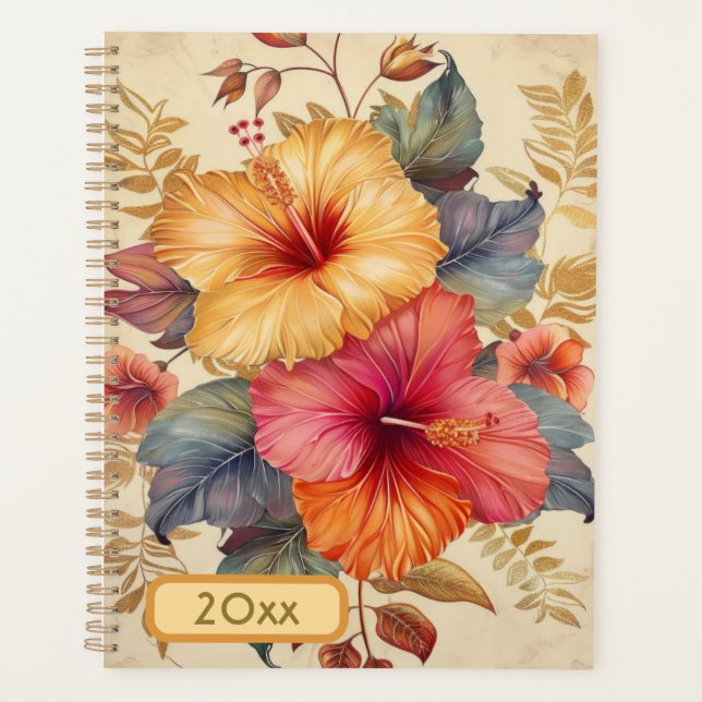 Agenda Hibiscus 20XX Classic Spiral Planner Arte Digital (Frente)