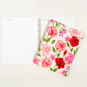 Agenda Hibiscus Tropical e Plumeria Padrão Floral