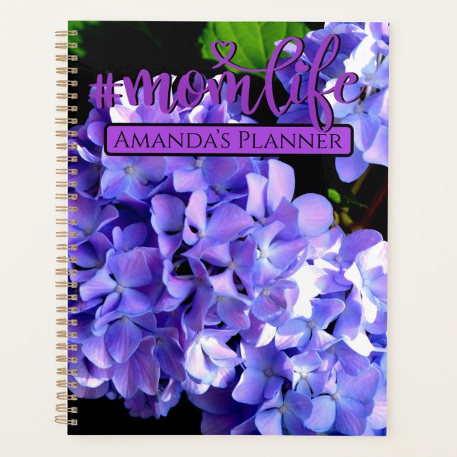 Agenda Hídrangas de periguita flor azul roxa #momlife (Frente)