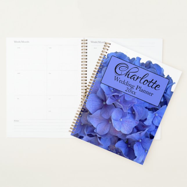 Agenda Hídrangas florais do periwinkle azul Elegante (Exibição)