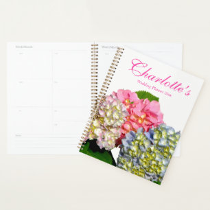 Agenda Hídrangas florais verdes, cor-de-rosa, cor-de-rosa