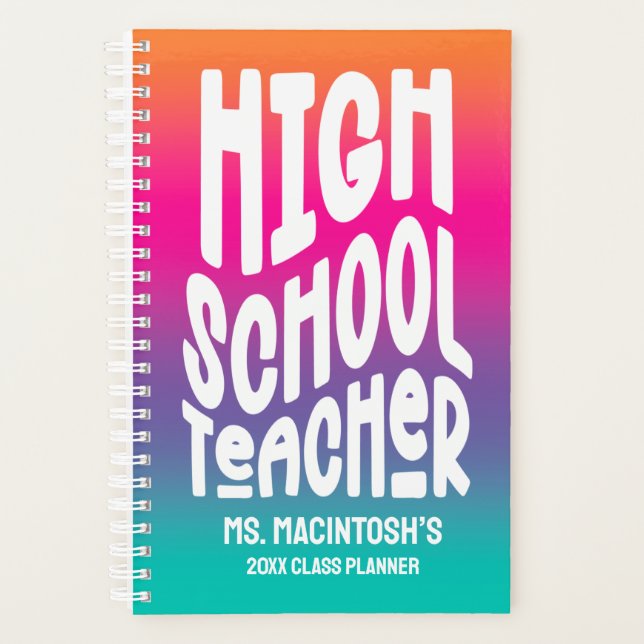 Agenda High School Teacher Colorful Ombre   (Frente)