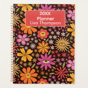 Agenda Hippie Psicodélico Groovy Flores Olho Personalizad