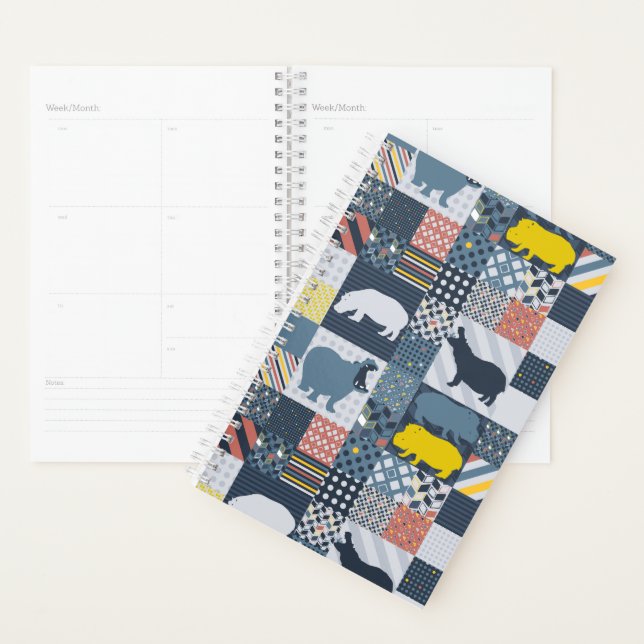 Agenda Hippos Faux Quilt (Exibição)