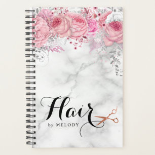 Agenda Hirestilista de tesouras de rosa de cobre elegante