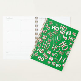 Agenda HO HO Padrão de texto de Natal branco verde