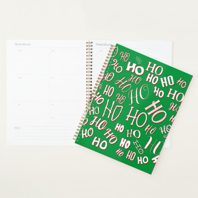 Agenda HO HO Padrão de texto de Natal branco verde (Exibição)