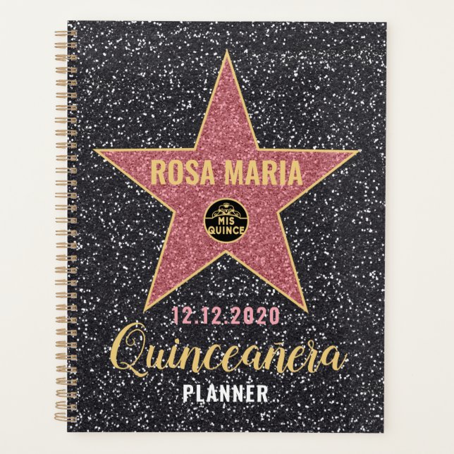 Agenda Hollywood Star Glitter Quinceañera Planner (Frente)