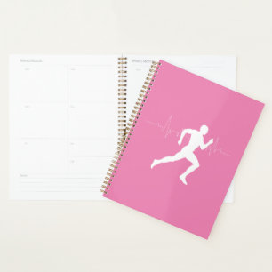 Agenda Homem Runners Silhouette em Fundo Rosa