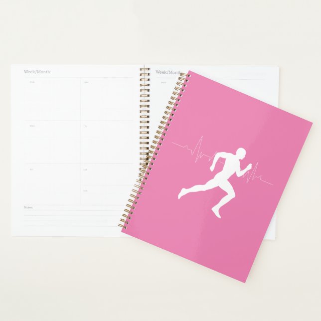 Agenda Homem Runners Silhouette em Fundo Rosa (Exibição)