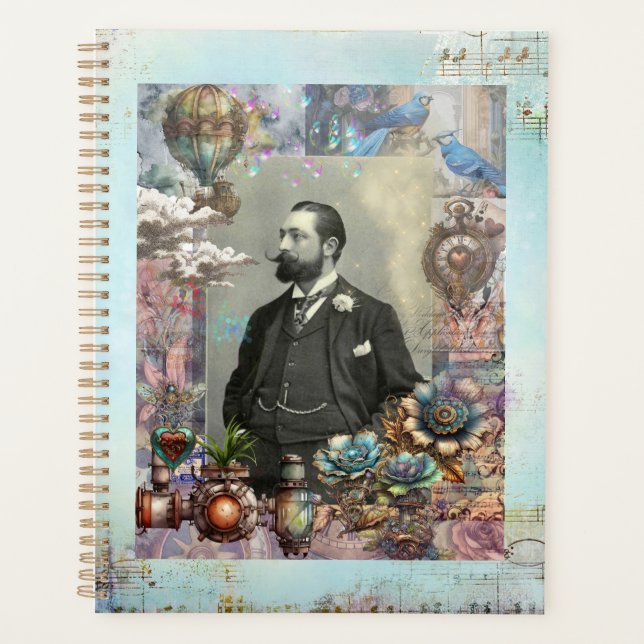 Agenda Homem Vitoriano Steampunk e seu sonho. (Frente)