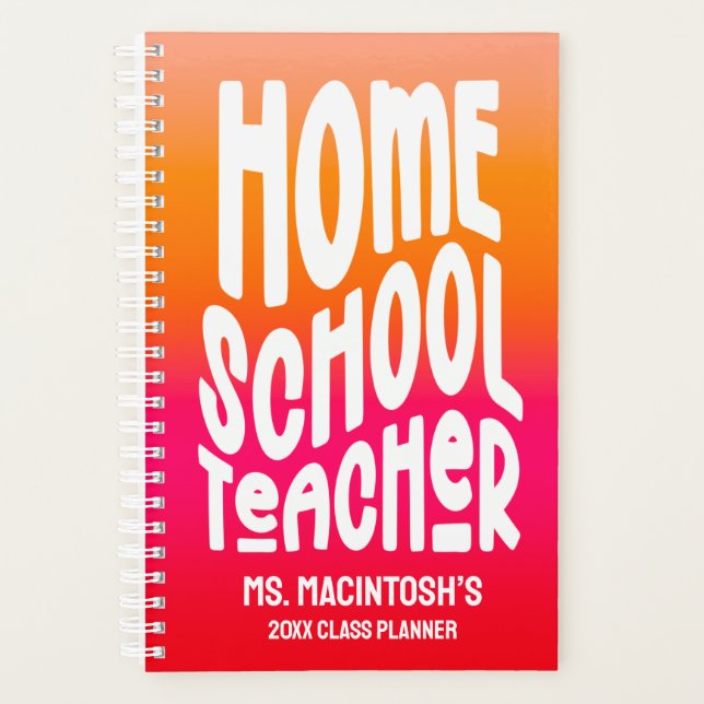 Agenda Homeschool Teacher Orange Red Ombre (Frente)
