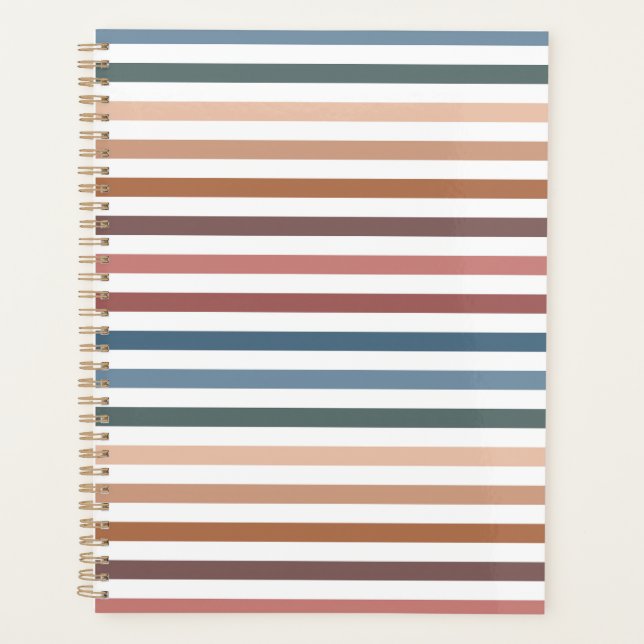 Agenda Horizontal Terracotta and Teal Stripes (Frente)