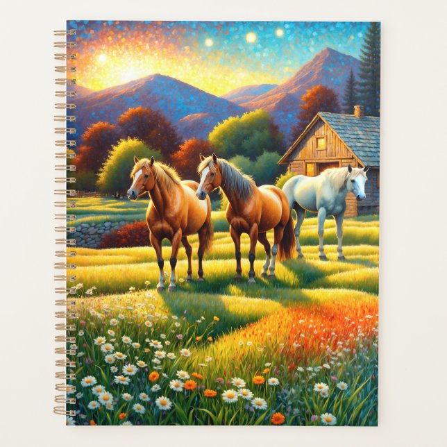 Agenda Horse on Farm Wildflower Meadow (Frente)
