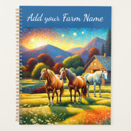 Agenda Horses on Farm Wildflower Meadow