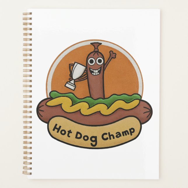 Agenda Hot Dog Champ Weiner Trophy Cute Foodie (Frente)