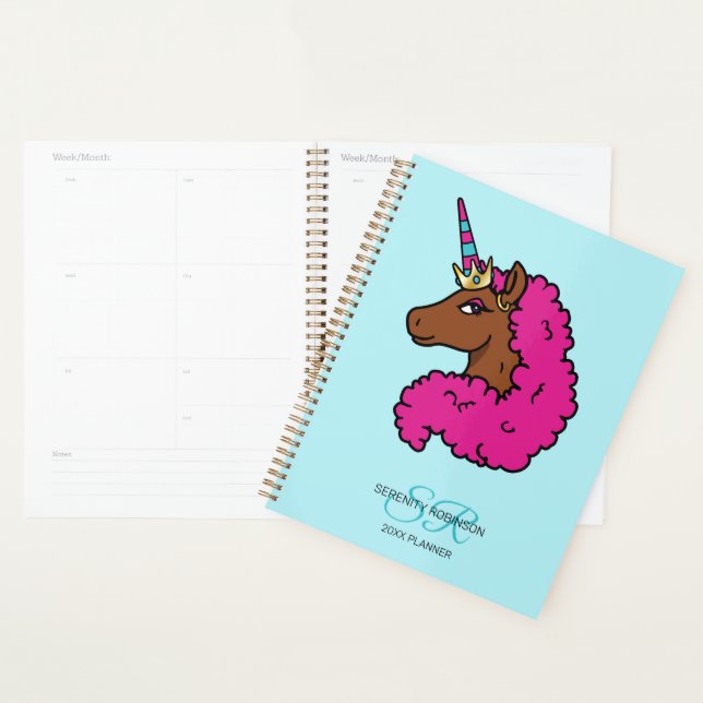 Agenda Hot Pink Afro Unicorn (Exibição)
