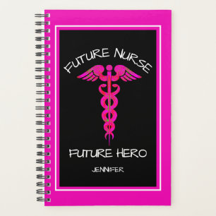 Agenda Hot Pink Nurse Medical Caduceus Personalized